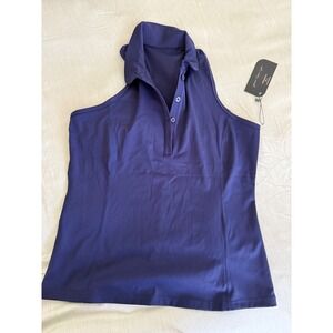 Calliope Golf Tennis Polo Shirt Sleeveless Navy Blue Athletic Women L NWT